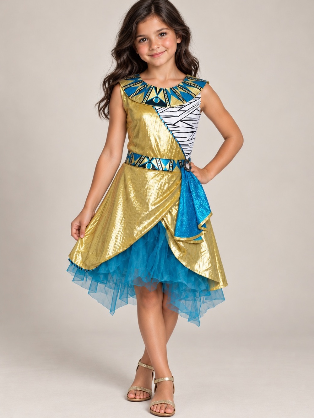 Funky Cleopatra  Girls Metallic Costume Dress